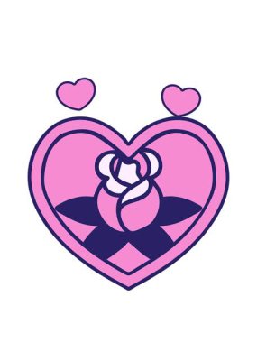 spinning hearts animation of tattoo in traditional style of a heart and flowers