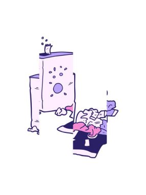 Çizgi film yıkama tozu ve çamaşır yıkama animasyonu