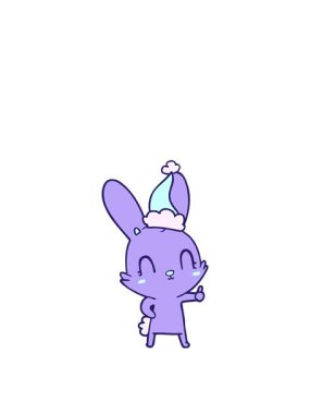 Sevimli el çizimi bir tavşanın Noel Baba şapkası takarak zıplama animasyonu.