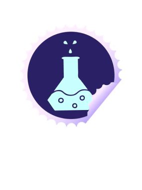 Bir bilim deneyinin dairesel soyulmuş çıkartma karikatürünün yükseliş ve yüzme animasyonu