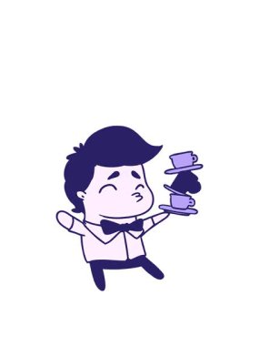 Bir kawaii sevimli garsonunun çizgi film canlandırmasının zıplama hareketi.