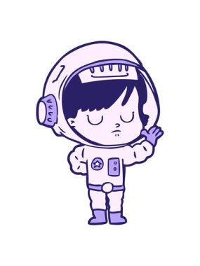 çizgi film astronot kadın imajının animasyonunu bob ve duraklat