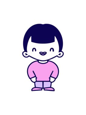 Mutlu, modern Japon bir adamın neon ışık efekti animasyonu.