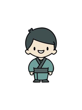 Geleneksel giyinmiş Japon adamın hareketli animasyonu