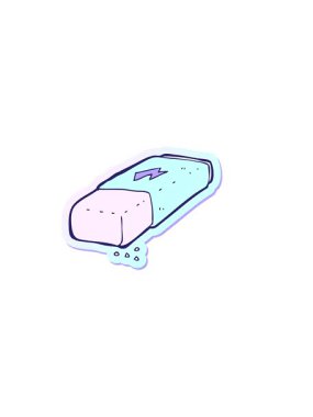 Çizgi film silgisinin çıkartmasının yatay titreşimli canlandırması