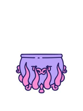 Yanmış bir kazanın ikonik dövme stili görüntüsünün zıplama hareketi canlandırması