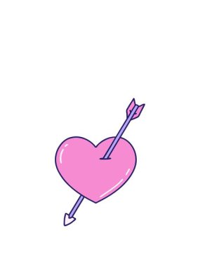 Bir okun ve kalbin eski dövme tarzının animasyonunu genişletiyor