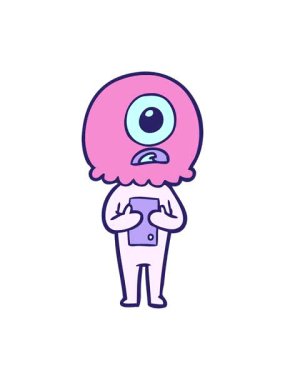 Çizgi film Tepegöz 'ün titreyen hareketli animasyonu uzaylı uzay adamı tasarımı.