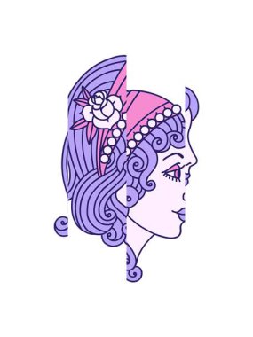 Bir çingene kafasının ikonik dövme görüntüsünün bölünmüş hareketi.