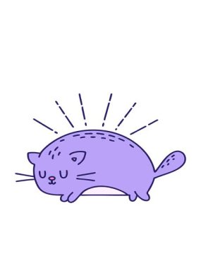 Geleneksel dövme stili mutlu kedinin hareketli animasyonu