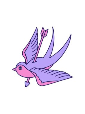 Dövmenin hareketli animasyonunu geleneksel bir kırlangıç stiliyle patlatmak