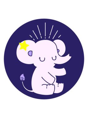 Parlayan yıldızlar dövme stili şirin filin animasyonunu etkiler.