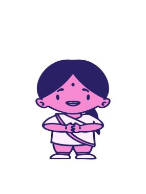 Modern kuşak çizgi filminde mutlu Hintli kadının hareketli animasyonu