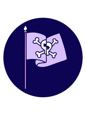 Bir korsan bayrağının dövme stili görüntüsünün neon ışık efekti canlandırması