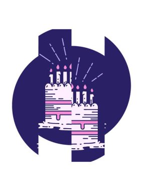 Dövme stili bir doğum günü pastasının bölünen hareketli canlandırması