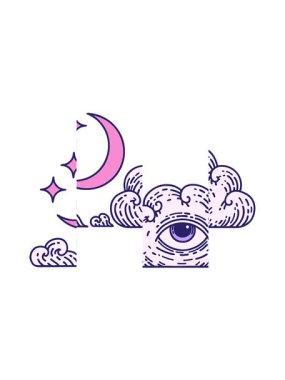 Ay yıldızlarının ve bulut dövmesi tasarımının bölünen hareketi