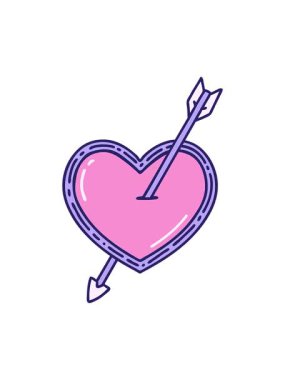 Bir ok ve kalbin ikonik dövme çiziminin basınçlı canlandırması