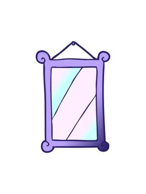 karikatür çerçeveli eski aynanın pixelize etkisi canlandırması