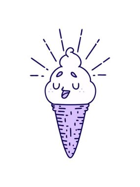 Geleneksel dövme stili dondurma karakterinin neon ışık efekti animasyonu