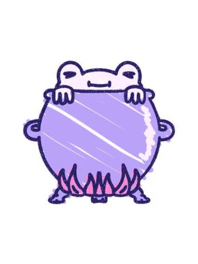 Kazan Kurbağa Tebeşiri Çiziminin dönen hareketli animasyonu