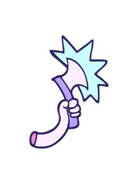 el çizimi karikatür tarzı baltayla çizilen kolun efekt canlandırması