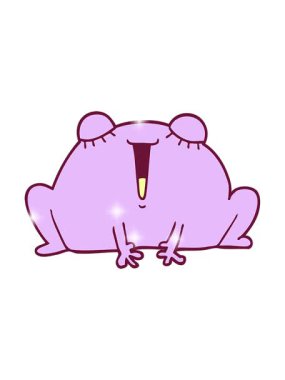 Parlak renkli çizgi film karakteri kurbağanın ışıltı etkisi