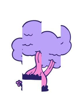 Karikatür karalama ağacının bölünen hareket animasyonu