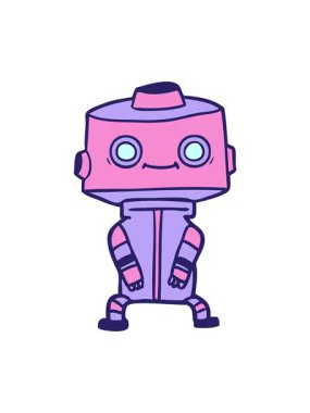 Çizgi film robot tasarımının pixelize efekti