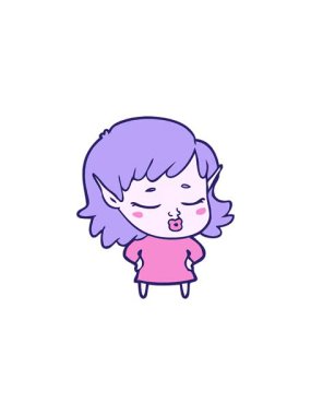 Bir elf kızının karalama karikatürünün radyoaktif ışıltılı animasyonu