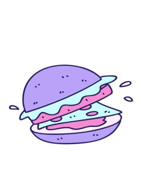 Lezzetli hamburger çizgi filminin hareketli animasyonu