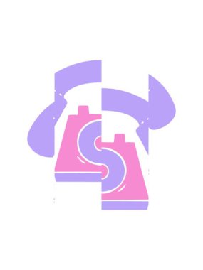 Eski bir telefon ikonunun düz sembolünün bölünmüş hareket animasyonu