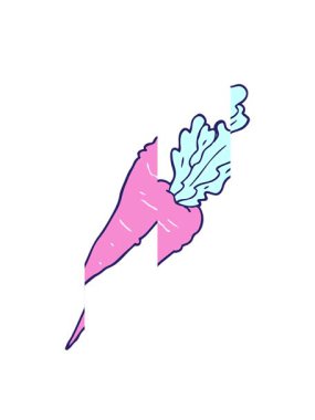 Çizgi film havuç çiziminin bölünmüş hareket animasyonu