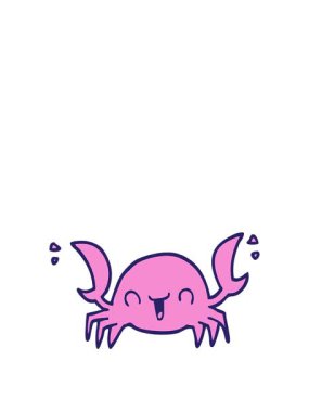 Komik bir yengecin animasyonunu büyütüyor.