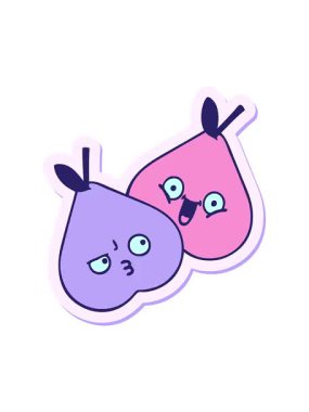 Şirin bir çizgi film armutunun çıkartmasının canlandırma efektini göster