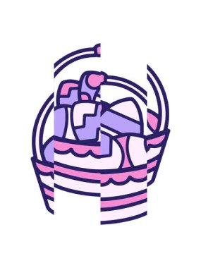 Geleneksel Paskalya sepetinin bölünen hareketli animasyonu