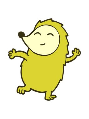 Çizgi film karalamalarının rengini değiştiren mutlu kirpi.