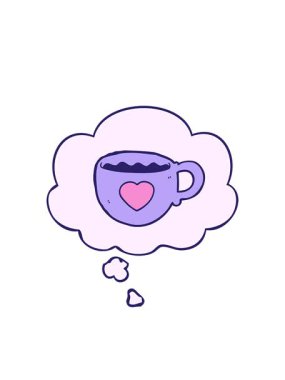 Düşünce baloncuklu kahve fincanının yanıp sönen radyal çizgileri.