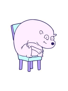 Sandalyedeki mutlu kutup ayısının hareketli animasyonu