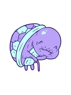 Yürüyen sopayla yaşlı kaplumbağa çizgi filminin hareketli animasyonu.