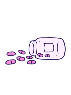 el çizimi karikatür şeklindeki hapların hareketli animasyonu