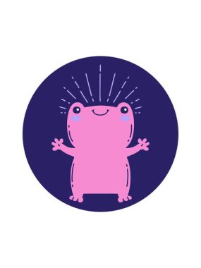 Dikkat çekici dövme stili mutlu kurbağa animasyonu