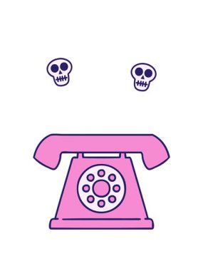 eski tarz telefon çizimlerinin kafatası animasyonları