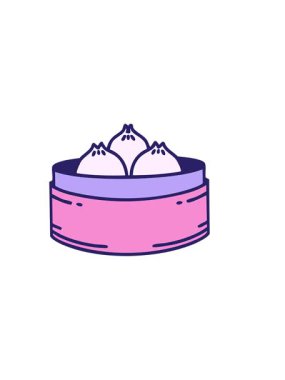 Yuvarlak buharlı Japon hamur köftelerinin yatay titreşimli animasyonu