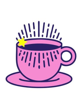 Parlayan yıldızlar, dövme tasarımı kahve fincanının animasyonunu etkiler.