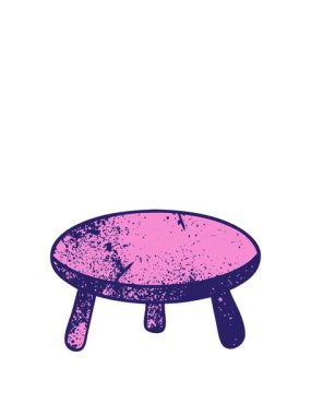 ... ahşap bir tabureye çizilmiş el çizimi çizgi film karalamaları çiziyor.