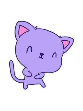 Şirin kawaii kedisinin çizim tasarımının titreşimli hareketli animasyonu