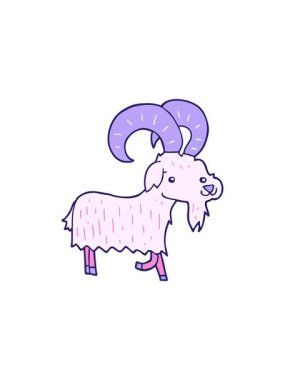 Çizgi film keçi tasarımının radyoaktif parlayan animasyonu