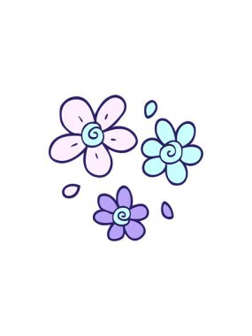 karikatür karalama dekoratif çiçeklerin yıldız patlaması etkisi animasyonu