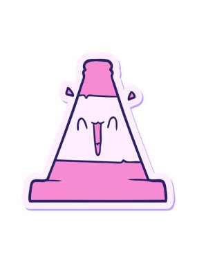 Çizgi film trafik konisi çıkartmasının basınçlı canlandırması