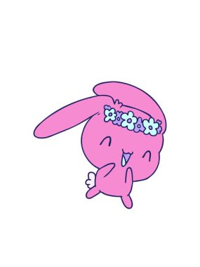 Yanıp sönen radyal çizgiler Kawaii sevimli tüylü tavşanın animasyonu